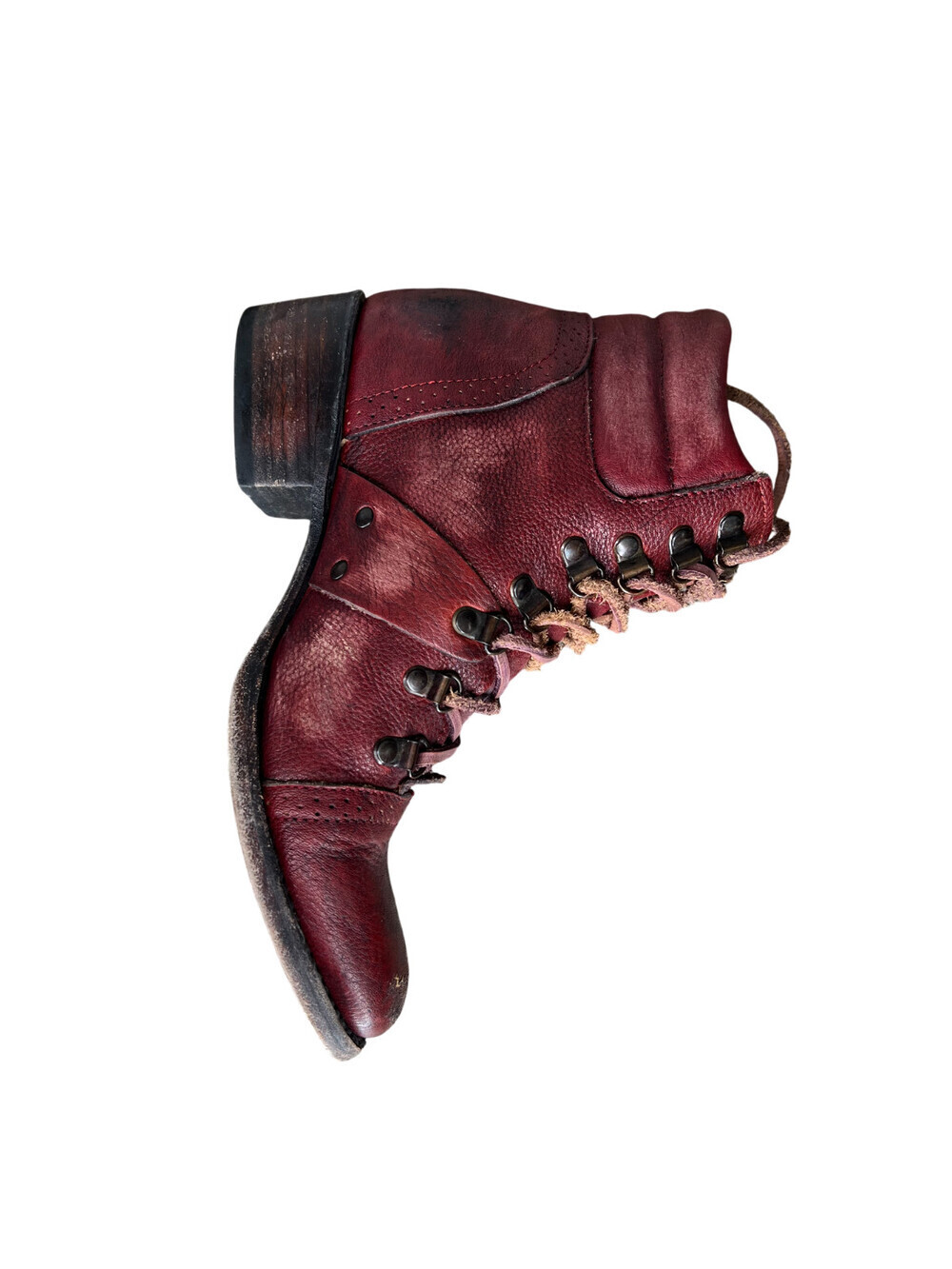 Freebird by Steven Gage Leather Boho Moto Boots Womens 8 Burgundy Red Distressed - Picture 9 of 14